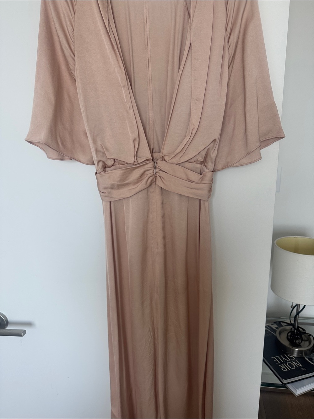 Reiss  Blush/Taupe Midi Dress with Draped Waist - Picture 2 of 5